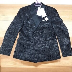 MOGU Double Breasted Suit Jacquard Slim Fit Formal Groomsmen Wedding size 34